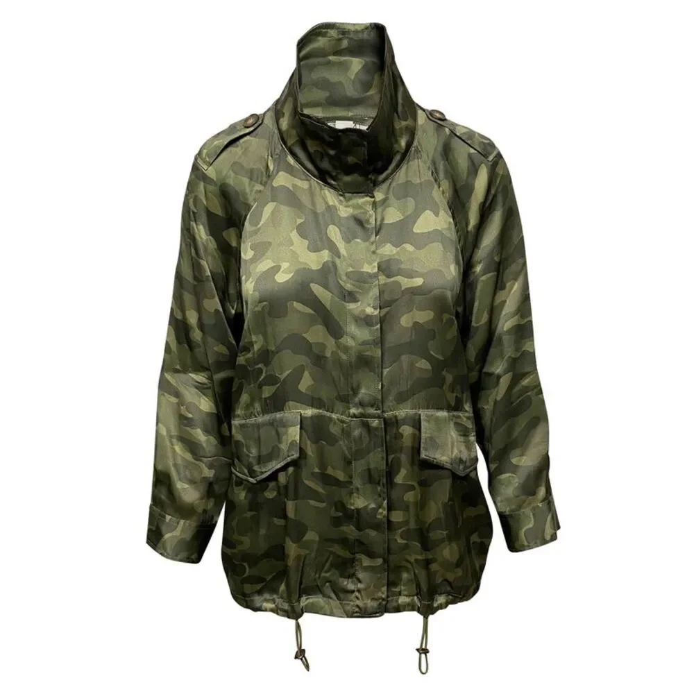 Cami NYC Quinn Camo Jacket in Green Silk